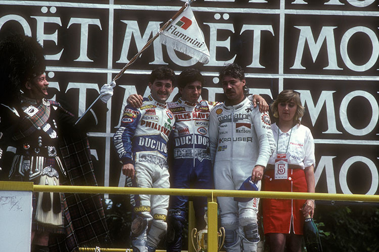Monza-GP 1980: Sieger Martinez, links Herreros, rechts Dörflinger