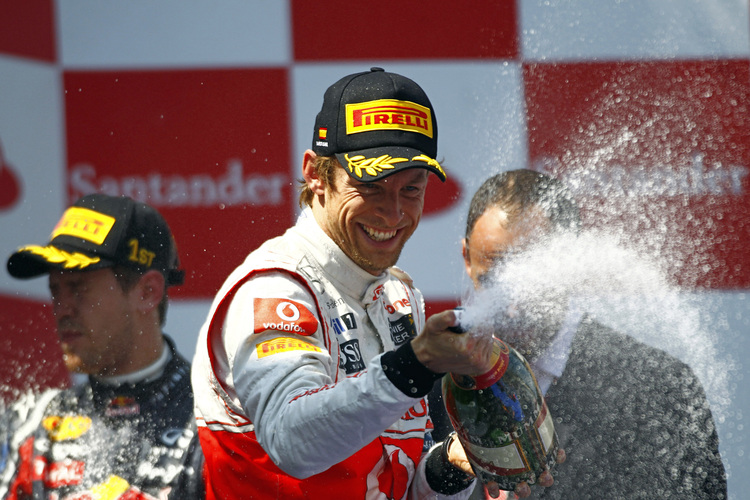 Jenson Button feiert Platz 3