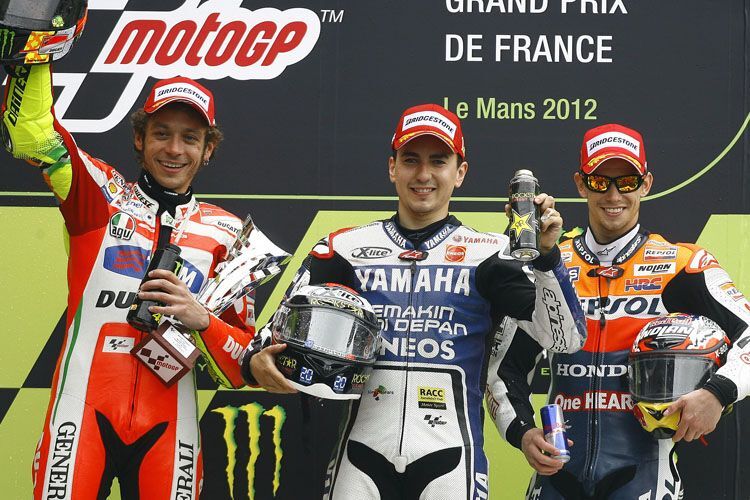 Rossi, Lorenzo und Stoner (v.l.)