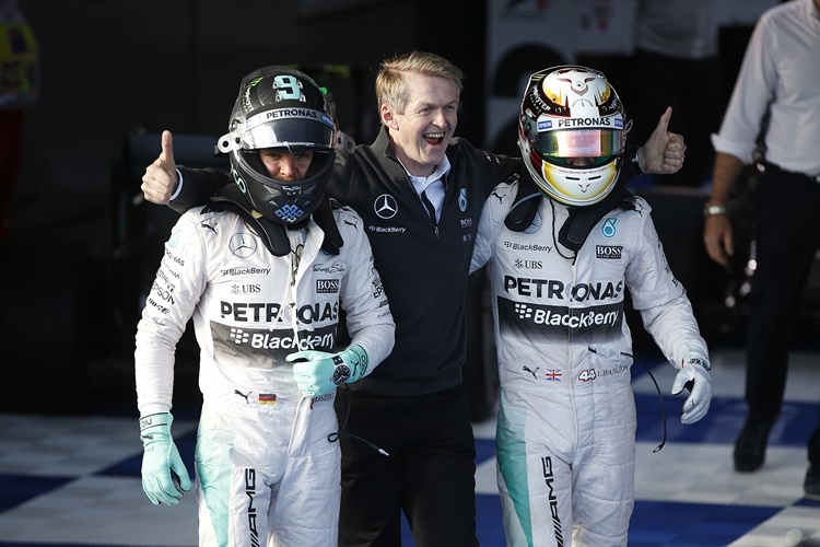 Das siegreiche Mercedes-Duo - Lewis Hamilton und Nico Rosberg