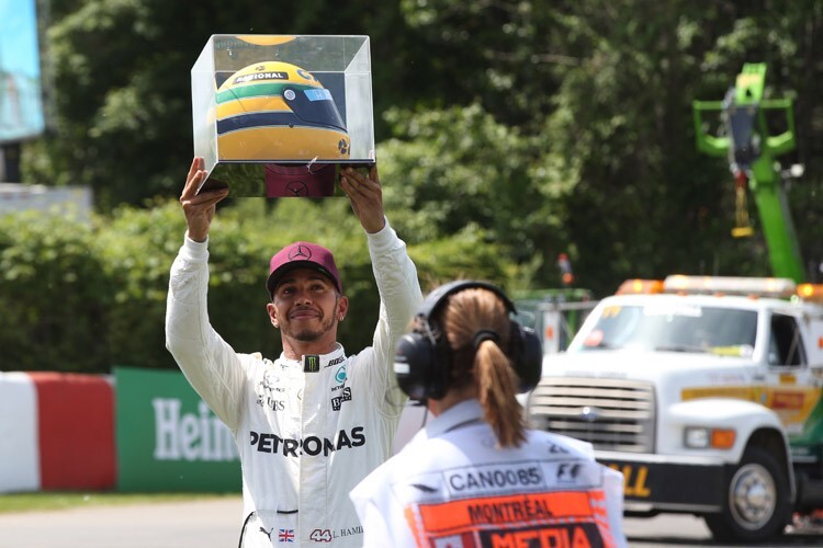 Lewis Hamilton freute sich in Kanada 2017 über die Geste der Familie Senna