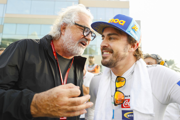 Flavio Briatore und Fernando Alonso 2018 in Abu Dhabi