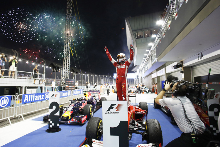 Sebastian Vettel nach seinem Sieg in Singapur