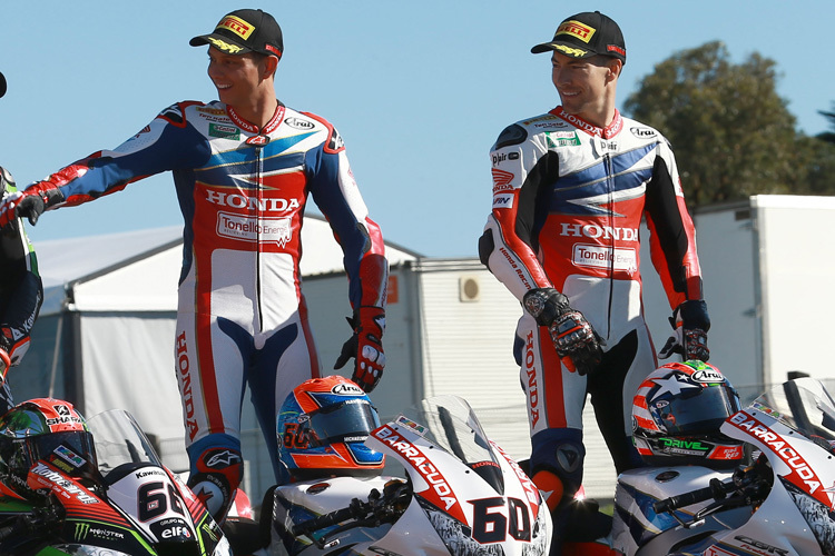 Das Honda-Duo Michael van der Mark (li.) und Nicky Hayden