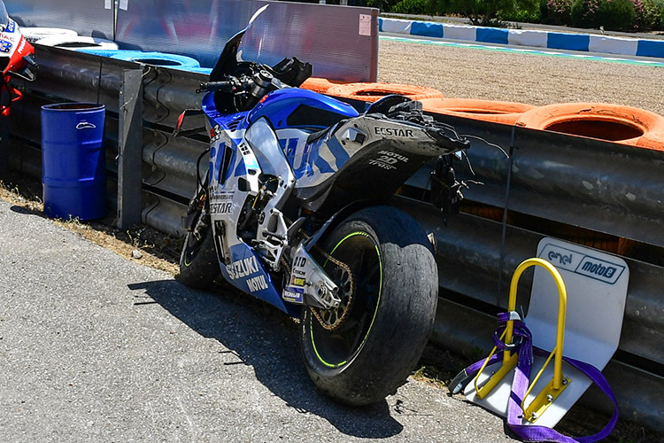 Die Suzuki von Rins wurde stark beschädigt