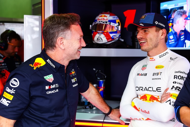 Red Bull Racing-Teamchef Christian Horner und Max Verstappen