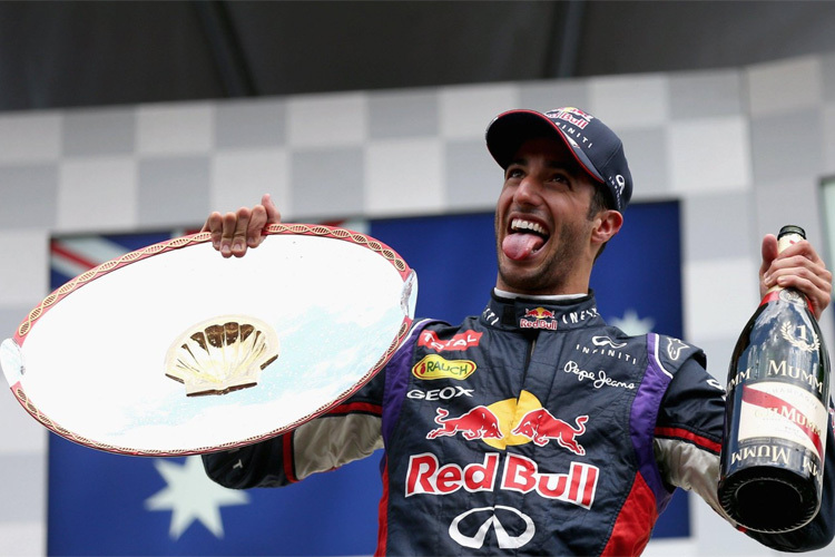Daniel Ricciardo nach seinem Sieg in Belgien 2014