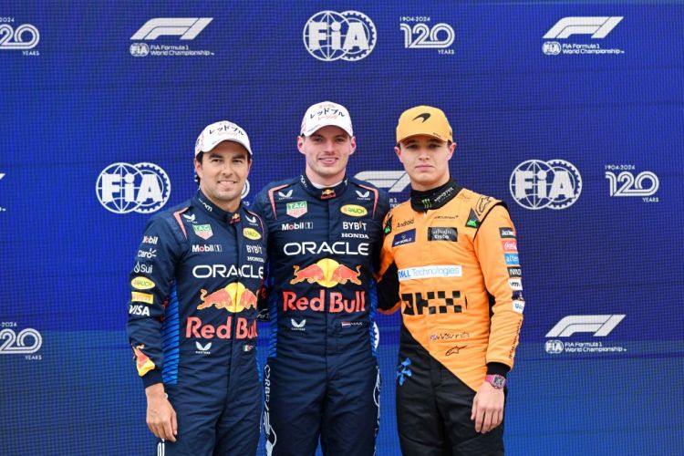 Sergio Perez, Max Verstappen & Lando Norris