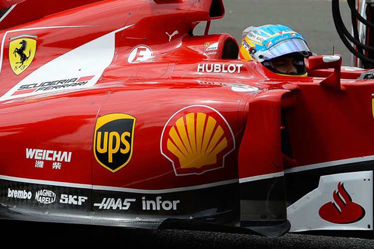 Der Ferrari in Silverstone mit HAAS-Kleber