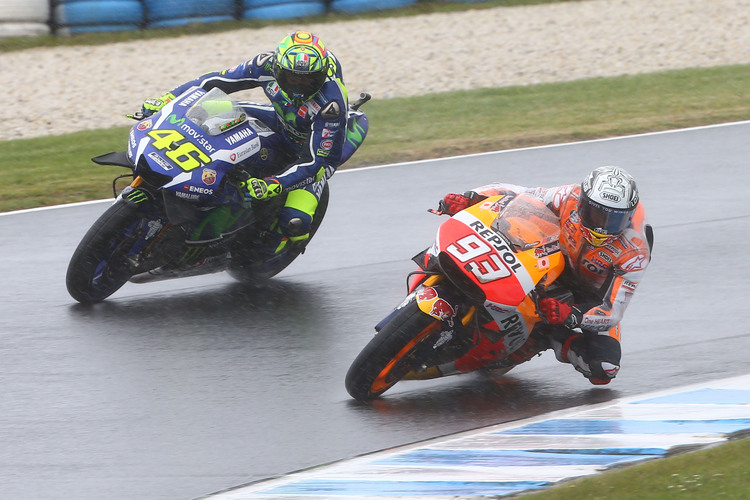 Der Freitag im Regen: Marc Márquez und Rossi im FP1