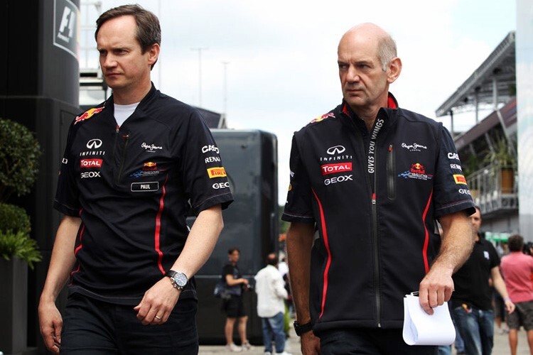Paul Monaghan und Adrian Newey von Red Bull Racing