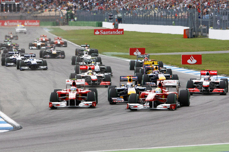 Massa geht am Start in Führung, Vettel verliert gegen Alonso
