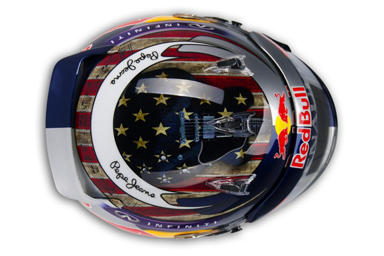 Mit diesem Helm fuhr Sebastian Vettel beim Austin-GP 2013