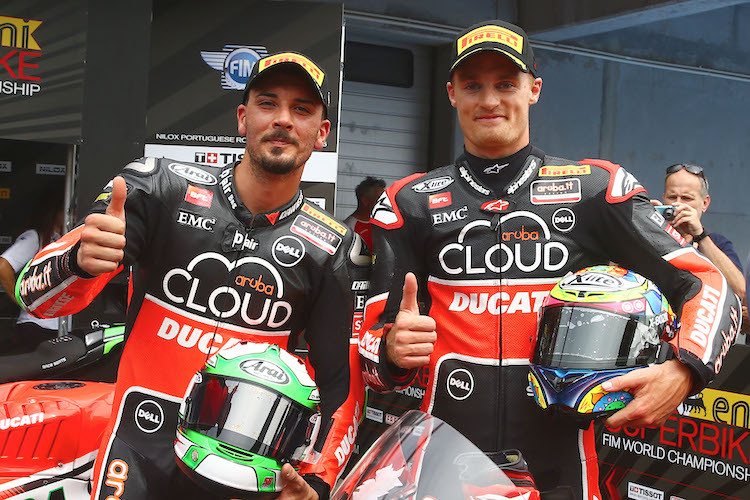 Davide Giugliano und Chaz Davies (v.l.) freuen sich auf das Ducati-Heimrennen in Misano