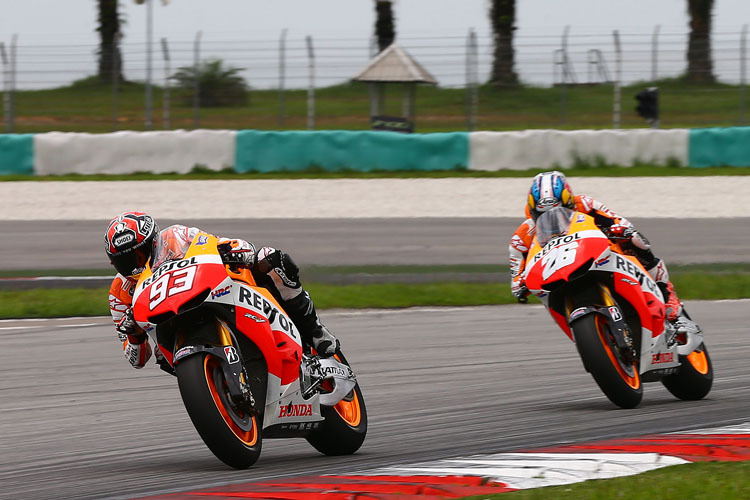 Márquez und Pedrosa beim Test in Sepang