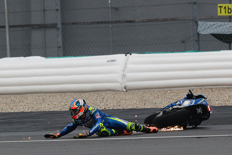 Alex Rins stürzte im MotoGP-Rennen zwei Mal