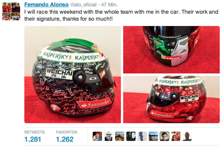 Fernando Alonso zeigt seinen neuen Helm