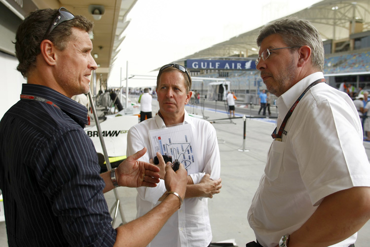 Die BBC-Experten David Coulthard und Martin Brundle (Mitte) mit Ross Brawn