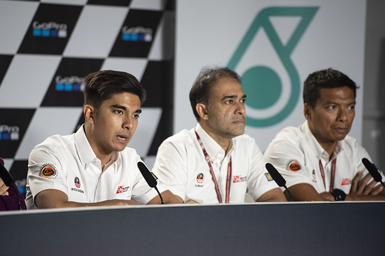 Syed Saddiq Syed Abdul Rahman, der malaysische Minister für Jugend und Sport, Tan Sri Azman Yahya (Chairman des Sepang Circuits) und Sepang-CEO Razlan Razali