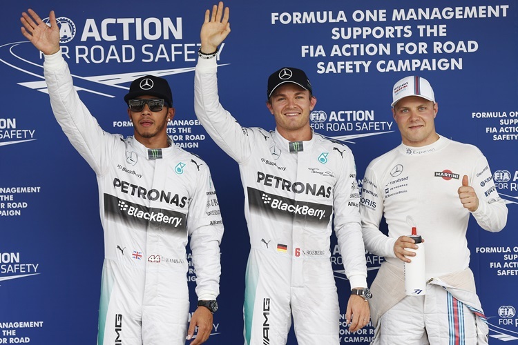Die Top-3 im Qualifying - Nico Rosberg, Lewis Hamilton und Valtteri Bottas