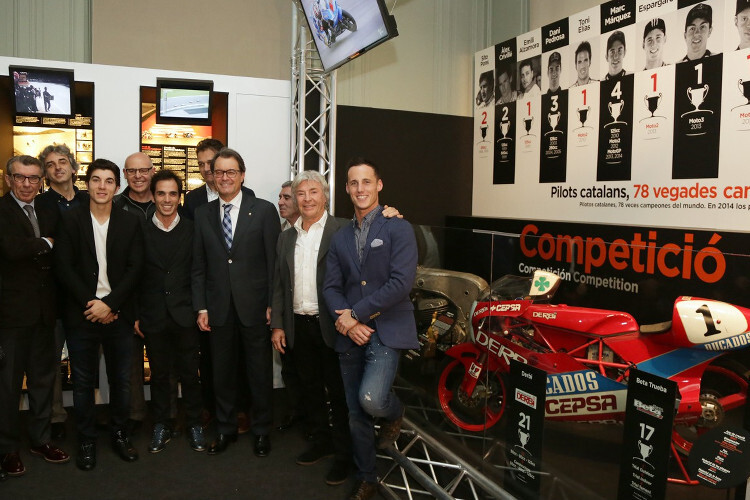 Die Ausstellung «Catalunya Moto» wurde von Angel Nieto, Pol Espargaró, Maverick Viñales, Sito Pons und Toni Elias eröffnet