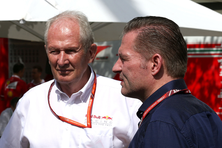 Dr. Helmut Marko mit Max Verstappens Vater Jos