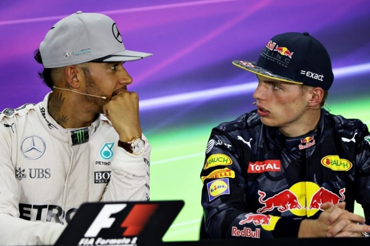 Lewis Hamilton und Max Verstappen