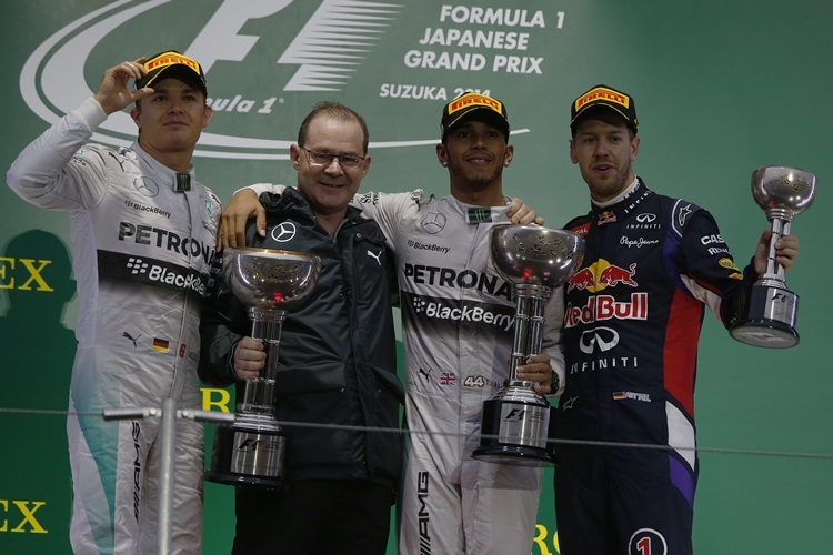 Die Top-3 - Lewis Hamilton gewinnt vor Nico Rosberg und Sebastian Vettel