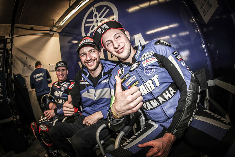 PArkes, Neukirchner und Fritz (YART-Yamaha) freuen sich über die Pole-Position