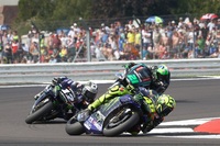 Die Yamaha-Piloten Valentino Rossi, Maverick Viñales und Franco Morbidelli