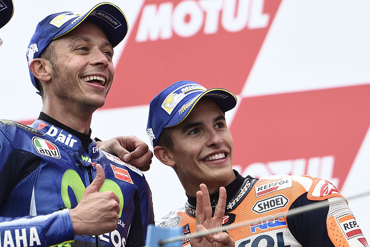 Zwei Generationen, ein Podest: Valentino Rossi und Marc Márquez