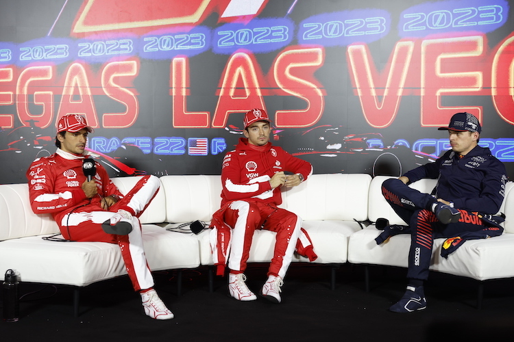 Carlos Sainz, Charles Leclerc und Max Verstappen
