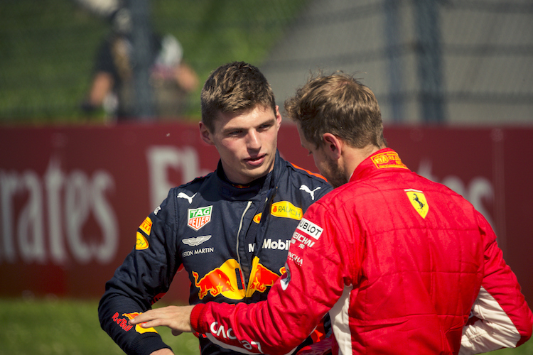 Max Verstappen und Sebastian Vettel nach dem Österreich-GP