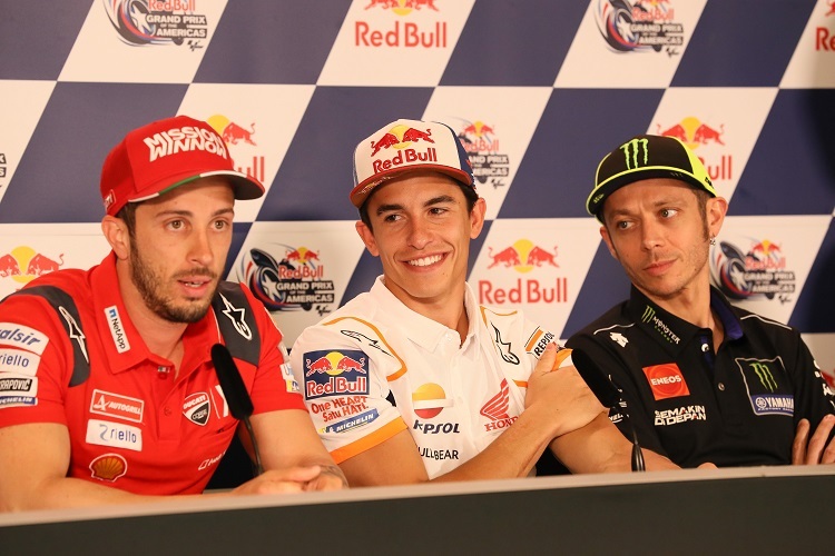 Andrea Dovizioso, Marc Márquez und Valentino Rossi