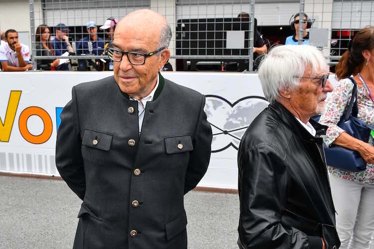 Dorna-Chef Carmelo Ezpeleta mit dem früheren Formel-1-Promoter Bernie Ecclestone