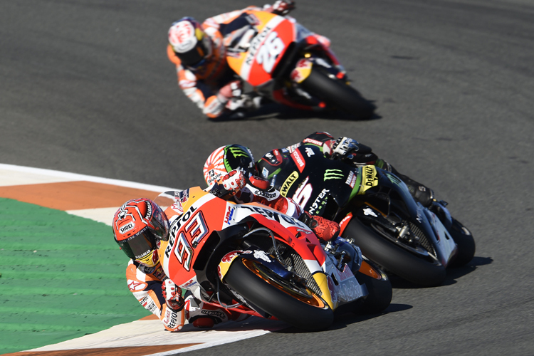 Marc Márquez vor Johann Zarco und Dani Pedrosa