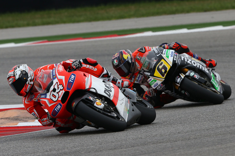 Das Rennen in Texas: Andrea Dovizioso (04) vor Stefan Bradl (6)