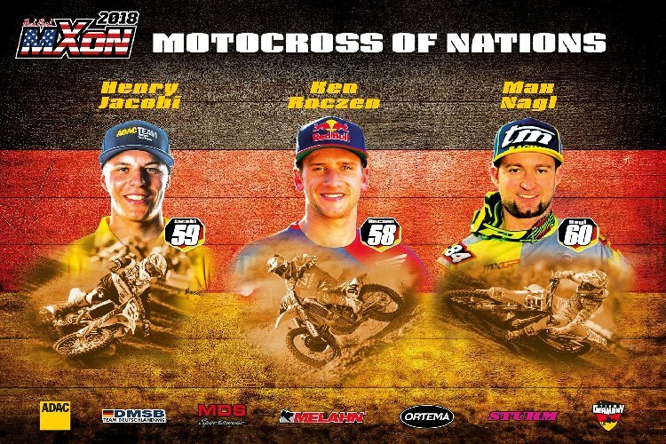 Henry Jacobi, Ken Roczen und Max Nagl treten für Deutschland beim MXoN 2018 an