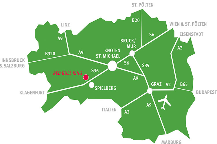 Anfahrtsskizze: Alle Wege führen nach Spielberg