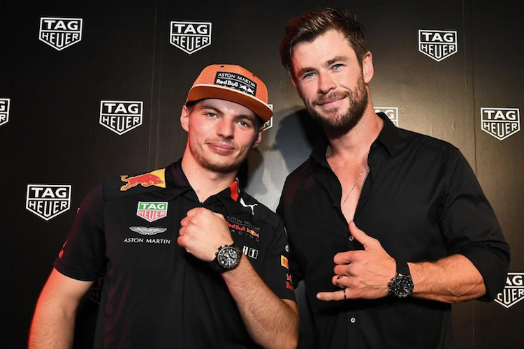 Max Verstappen mit dem Schauspieler Chris Hemsworth (Thor)