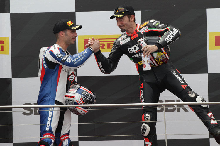 Max Biaggi (r) gewann den Saisonauftakt vor Marco Melandri