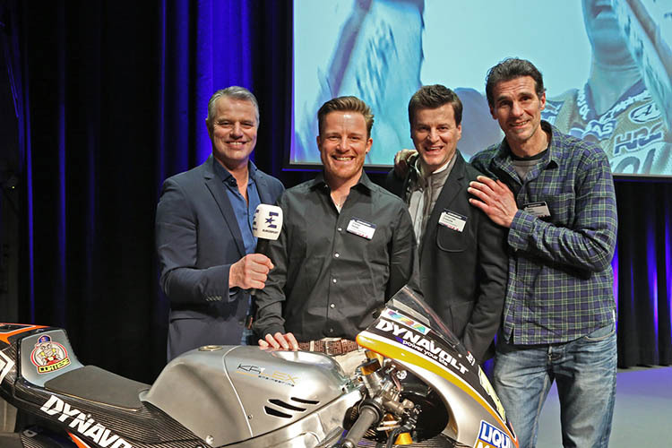 Das Eurosport-Team für die MotoGP-Saison 2016: Jan Stecker, Stefan Nebel, Johannes Orasche und Harry Weber