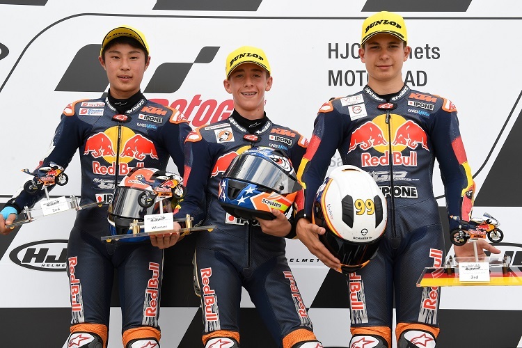 Das Podium am Sachsenring: Kunii, Acosta und Tatay