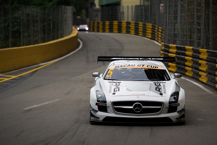 Er gewann im letzten Jahr das Vorgänger-Event in Macau: Maro Engel im Mercedes-Benz SLS AMG GT3