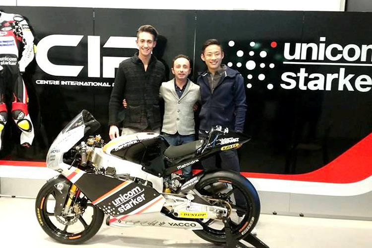 Fabio Spiranelli, Teamkoordinator Max Sabbatani und Tatsuki Suzuki