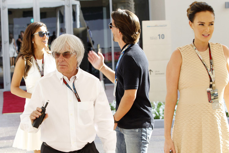 Vor Gericht: Bernie Ecclestone (hier beim Abu-Dhabi-GP 2013 mit Tochter Tamara)