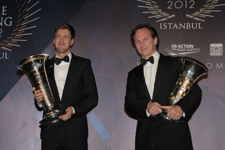 Geehrt: Sebastian Vettel und Christian Horner