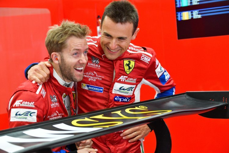 Konnten in der GTE-Klasse jubeln: Die beiden Ferrari-Piloten Sam Bird und Davide Rigon