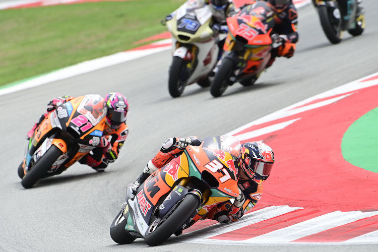 Pedro Acosta und Albert Arenas (Red Bull KTM Ajo) lagen beim Catalunya-GP dicht beieinander