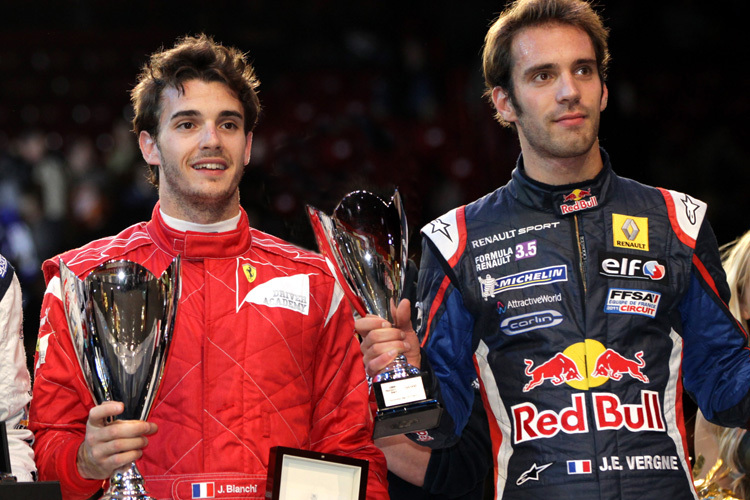 Jules Bianchi und Jean-Eric Vergne beim Pariser Hallenkartrennen 2011